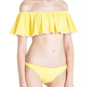 Sauipe Women's Ruffle Bikini Swimsuit Size Large Yellow NWT